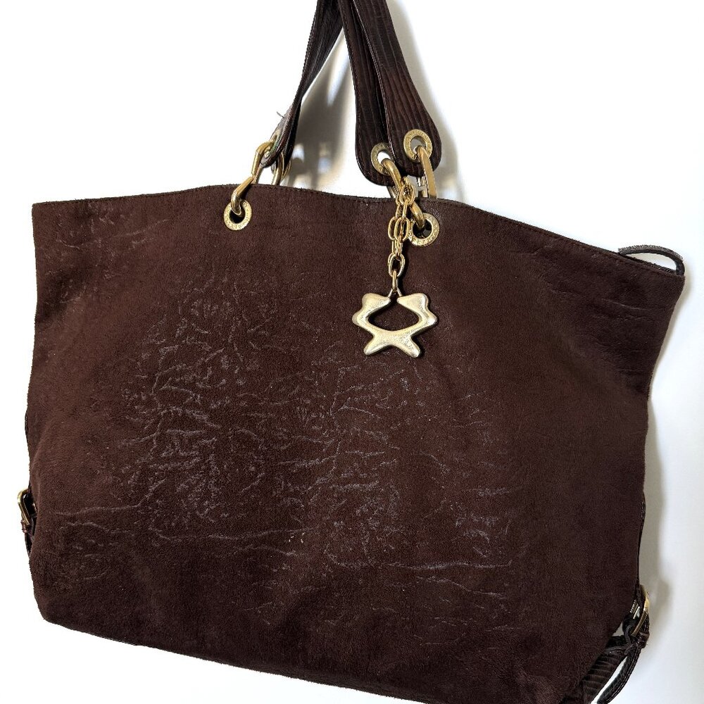 Women's shoulder bag Brown faux suede leather tote bag